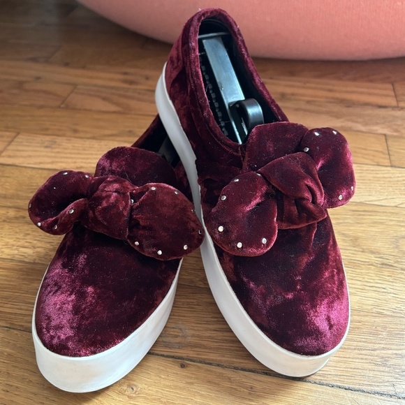 Rebecca Minkoff Stacey Velvet Studded Bow Slip-On Sneakers - Picture 1 of 16